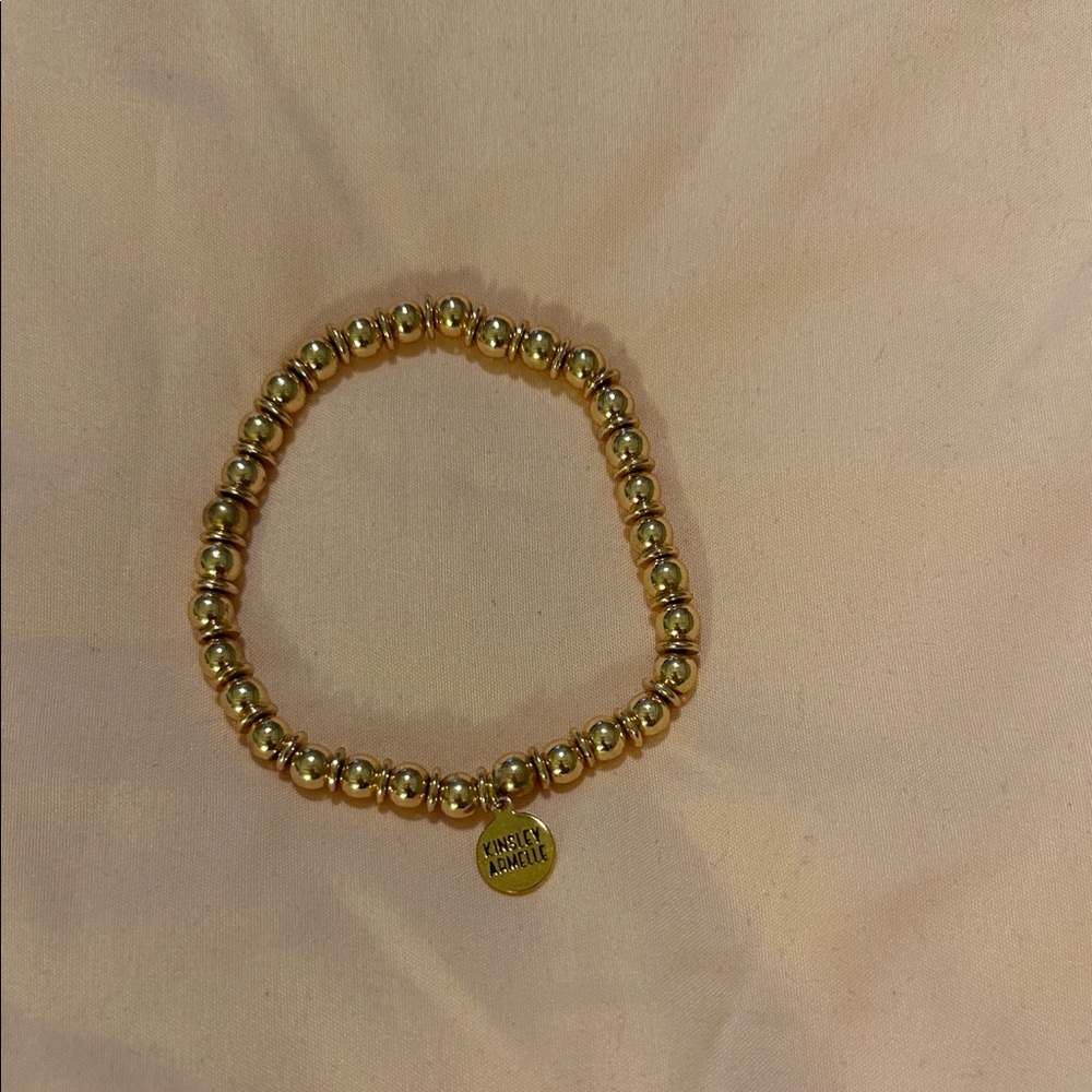 Gold Beaded Bracelet with Charm